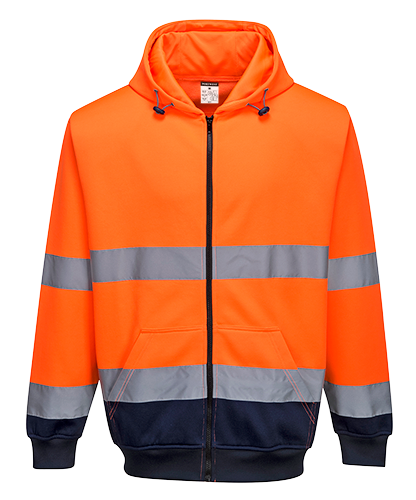 Sweat a  capuche bicolore a  zip orange marine b317, xxl_0