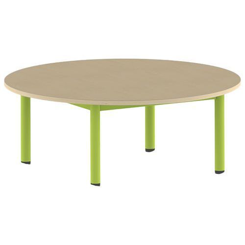 TABLE CARÉLIE Ø 120 CM MOBILE T1 STRAT HÊTRE MIEL- VERT 1864 - MOBIDECOR