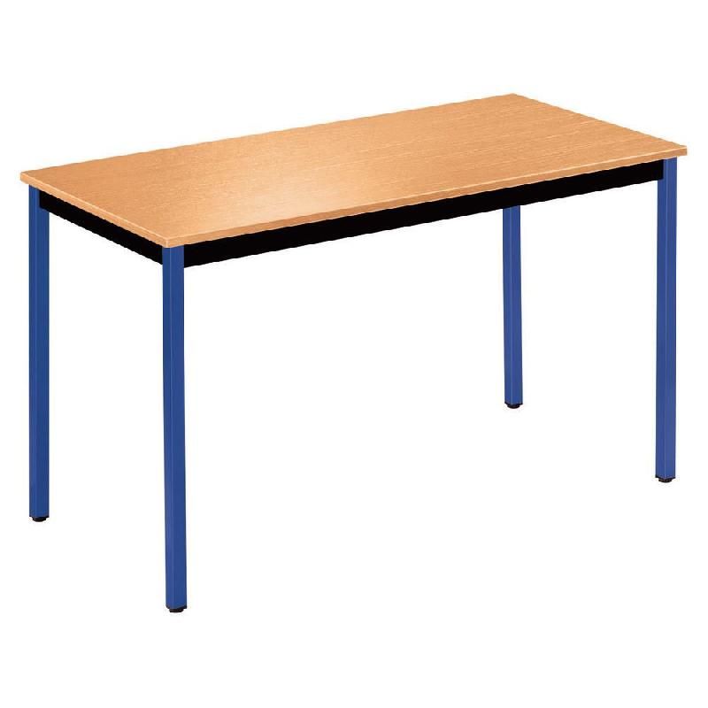 TABLE MODULAIRE DOMINO RECTANGLE - L. 120 X P. 60 CM - PLATEAU HÊTRE - PIEDS BLEU