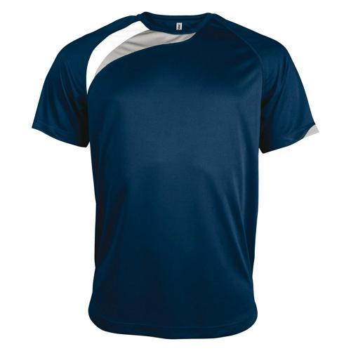 TEE-SHIRT WAVE PES MARINE/BLANC/GRIS