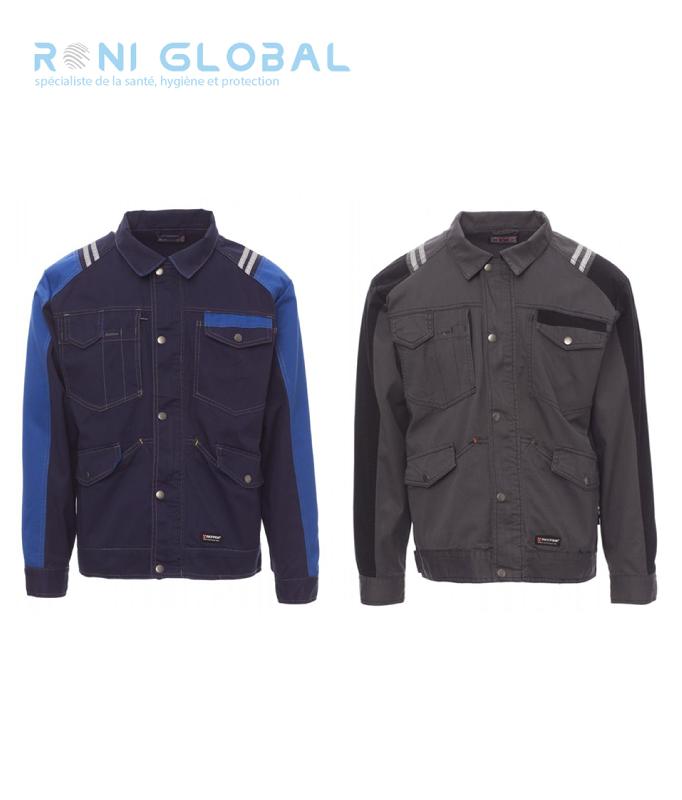Veste de travail industrie quatre saisons en coton - ARIZONA PAYPER - modèle jeans avec passepoils réfléchissants_0