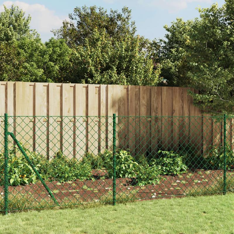 Vidaxl clôture à mailles losangées avec piquet d'ancrage vert 0,8x25 m 153928_0