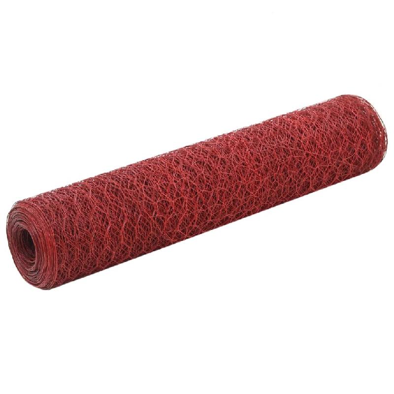 Vidaxl grillage acier avec revêtement en pvc 25x0,75 m rouge 143303_0