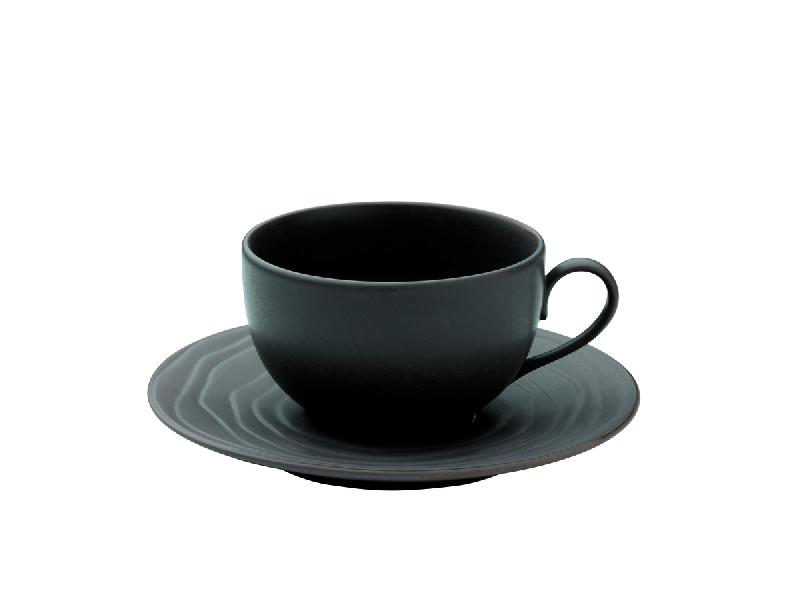 TASSE ET SOUS-TASSE À CAFÉ ROND GRIS GRÈS 11 CL ESCALE MEDARD DE NOBLAT