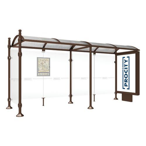 ABRI BUS PROVINCE 5 M CAISSON 1 BARDAGE BOULE MARRON 8017 - PROCITY