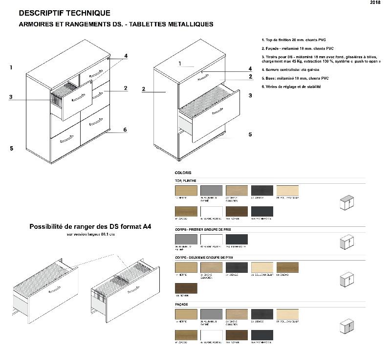 Armoire avec tiroirs pour le classement des dossiers suspendus - Blanc pastel, Gris anthracite, 6 cases_0