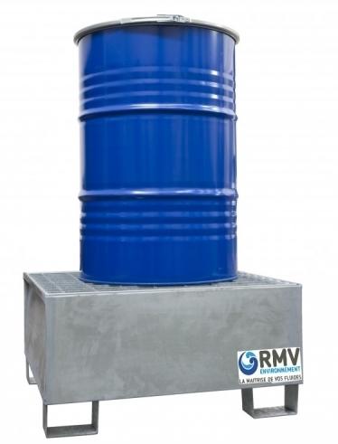 Bac de rétention en acier galvanisé à froid - 1 fût - 220L - RMVBG1UDI_0