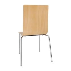 Chaise Dossier Carré Couleur Naturelle - Lot de 4 - Bolero - Acier GR342 - Empilables pour cafés et restaurants_0