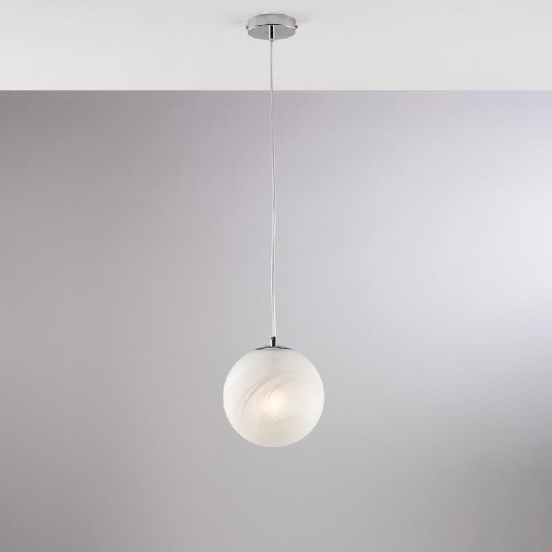 Bonetti Illumina Olaf Suspension 1 lumière en fer chromé avec sphère dm.20 130 d.20 BL294-S1-CR - gris 8050713219772_0