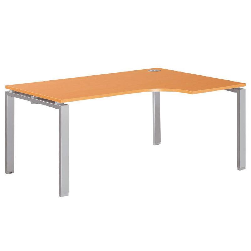 BUREAU COMPACT RETOUR A DROITE E-LINK - L. 160 X P. 110 CM - PLATEAU CEDRE - 4 PIEDS ALUMINIUM