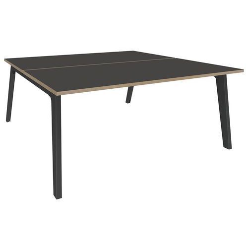 BUREAU DOUBLE STEEL GRAPHITE L120XP163CM CARBONE/CHÊNE CLAIR/CARBONE - SIMMOB