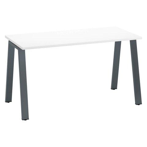 BUREAU DROIT ECLA BLANC L 140 X P 60 CM PIÈTEMENT MÉTAL FINITION ANTHRACITE