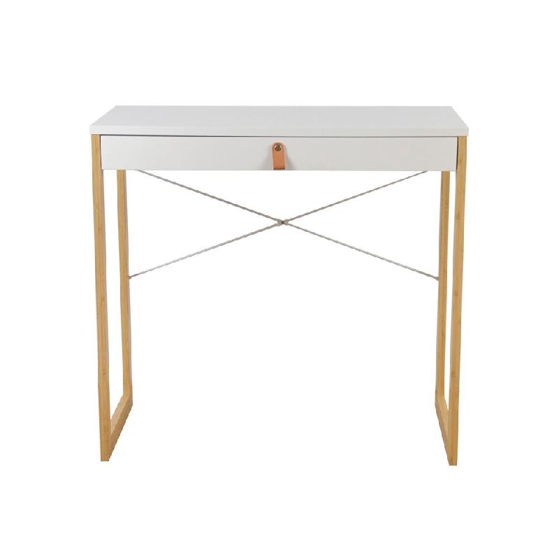 Bureau / table de travail TAROLO II 80x42x75 cm 1 tiroir blanc hjh LIVING - blanc Bambou 927003_0