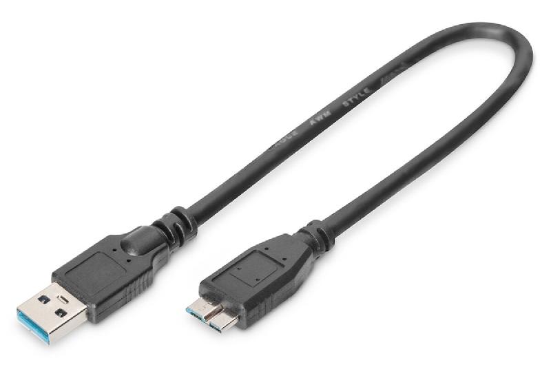 Câble de connexion DIGITUS USB 3.0, USB A - Micro USB BSt/St, 0,25 m - AK-300117-003-S_0