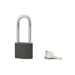 Cadenas ACERA gris à clé, base 40 mm, anse 1/2 haute 61 mm, anse acier cémenté, 3 clés - SERRUPRIX - gris 3150269880435_0