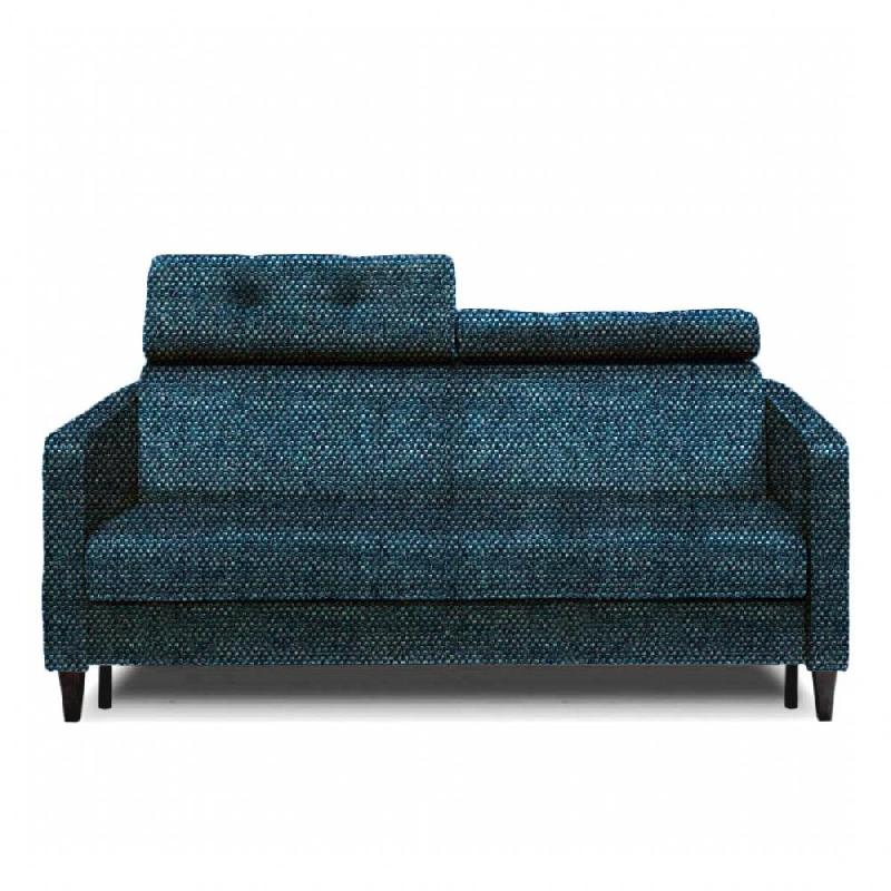 Canapé express SOHO - Matelas 16 cm - Sommier à lattes 140 cm - Tissu tweed bleu marine_0