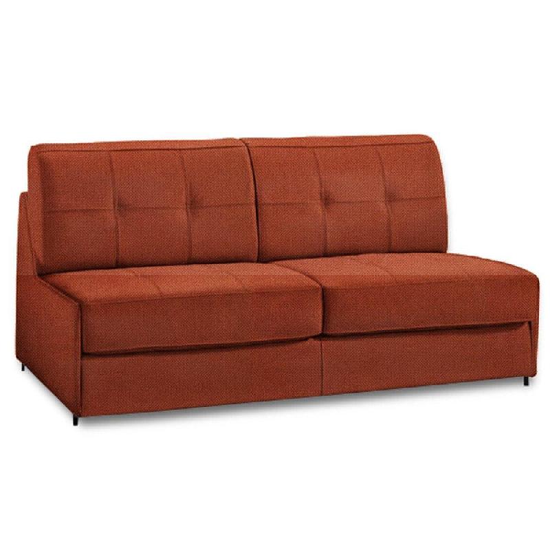 Canapé lit compact Denso Express 3-4 places - 160cm - Matelas 18cm - Sommier à lattes - Velours orange_0