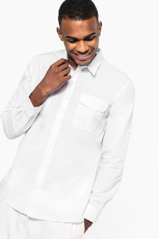 Chemise safari manches longues homme - 100% coton - Réf: K590_0