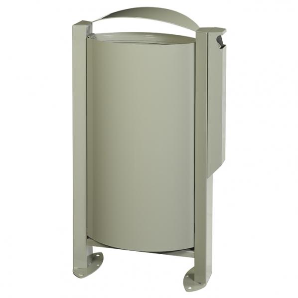 Corbeille sur pied ARKEA 60L - Avec cendrier 1800 mégots - Gris ciment - 4 coloris - Marque ROSSIGNOL_0