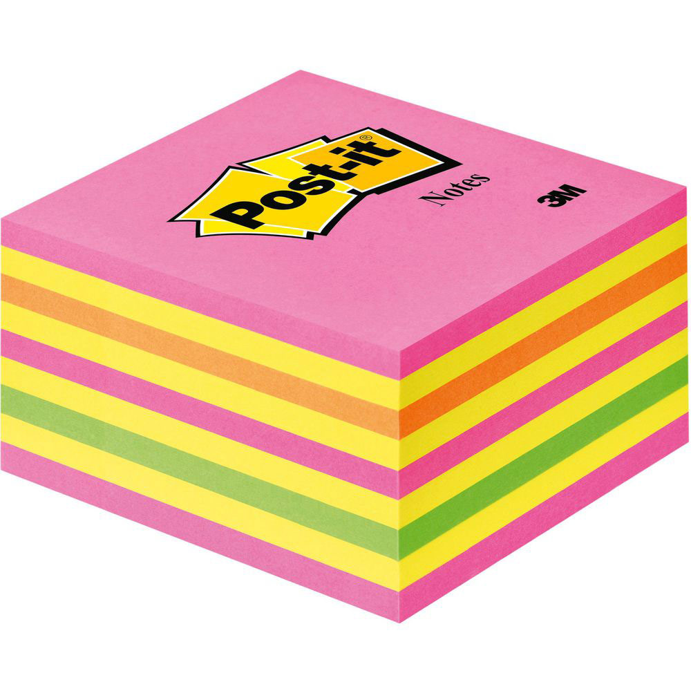 CUBE POST-IT NOTES - REPOSITIONNABLES - 76 X 76 MM - CUBE DE 450 FEUILLES - COLORIS LOLLIPOP ROSE