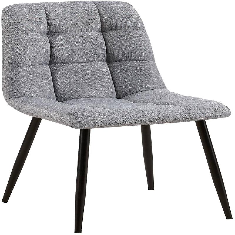 Décoshop26 - Chaise de salle à manger x1 coutures décoratives carrées en tissu gris et métal noir 10_0002138 - gris métal 3000250859233_0