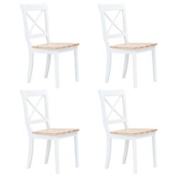 Décoshop26 - Lot de 4 chaises de salle à manger cuisine blanc et bois clair bois d'hévéa massif CDS021235 - blanc 3001172399784_0