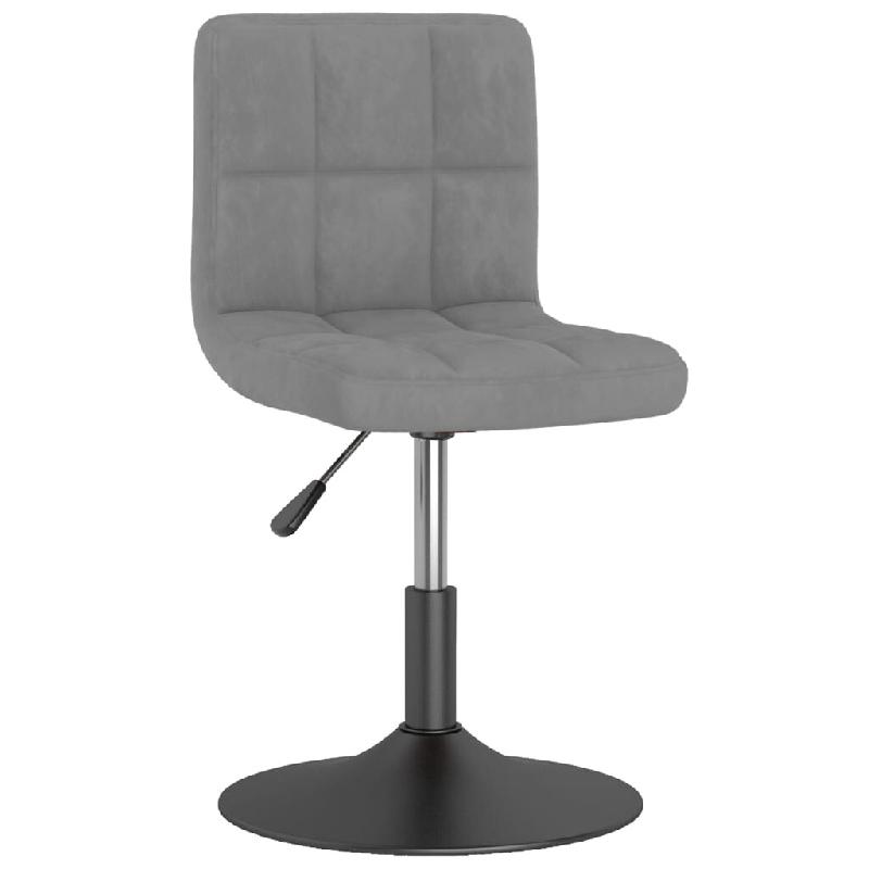 Décoshop26 - Tabouret de bar x1 chaise haute pivotant en velours gris clair cadre en acier DEC029542 - gris 3000257426230_0
