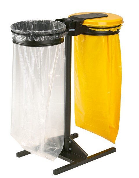 Ensemble support sacs 2 flux - acier poudré anti-UV ou galvanisé - fixation sur poteau - tri sélectif_0