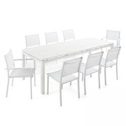 Oviala Business Ensemble table de jardin extensible en aluminium et 8 assises blanc - Oviala - blanc aluminium 105320_0