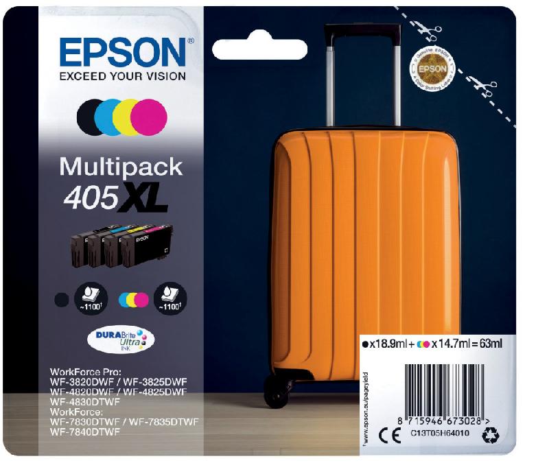 EPSON 405 XL ''VALISE'' CARTOUCHE D'ENCRE ORIGINALE GRANDE CAPACITÉ C13T05H64010 - PACK NOIR + COULEURS