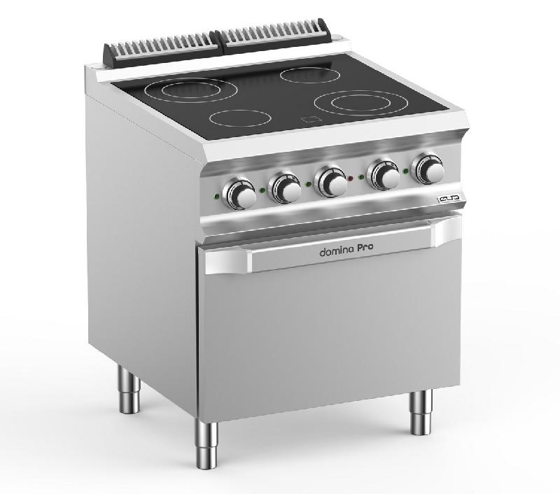 Fourneau professionnel électrique 4 plaques vitrocéramique sur four électrique - Domina Pro 700 VC77FE - 13,9 kW_0
