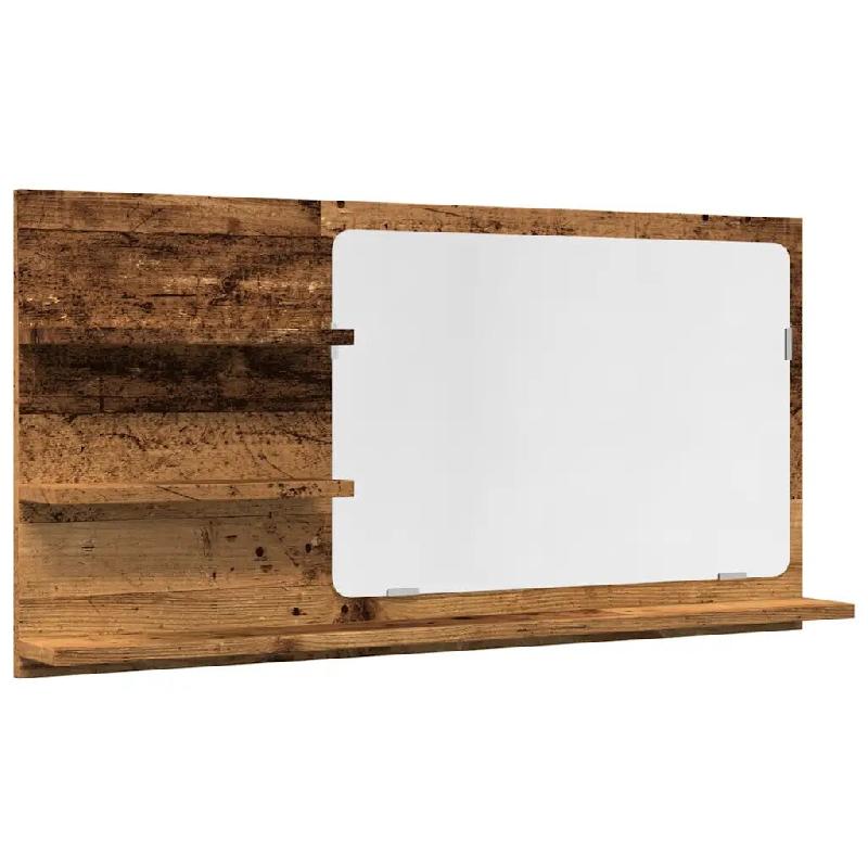 Helloshop26 - Armoire à miroir murale avec étagères fixes salle de bain 90 x 11 x 45 cm en bois d'ingénierie vieux bois 02_0050829 - verre 3000236_0