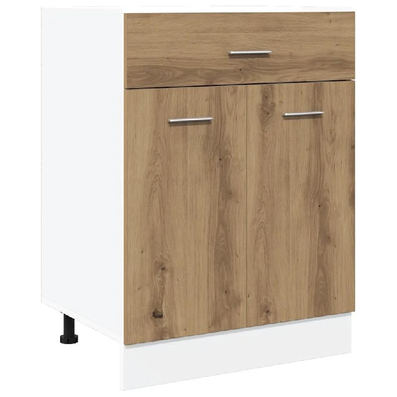 Helloshop26 - Armoire à tiroirs de cuisine design moderne 60 x 46 x 81 cm avec grand espace de rangement en bois chêne artisanal 02_0050744 - Bois m_0