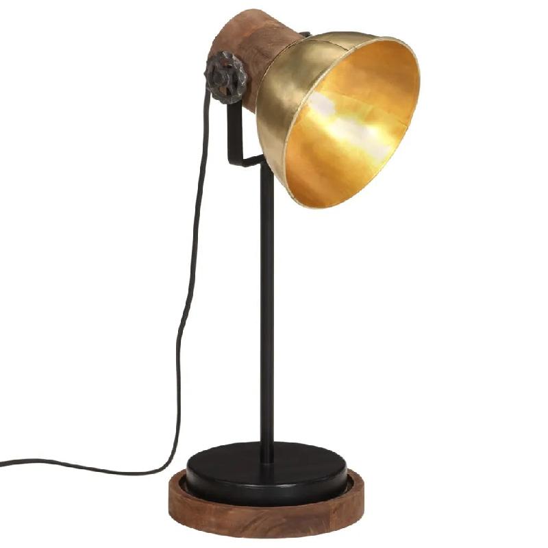 Helloshop26 - Lampe de bureau industrielle en fer manguier style vintage 17 x 17 x 50 cm en fer laiton antique 02_0047543 - Bois massif 3000234837516_0