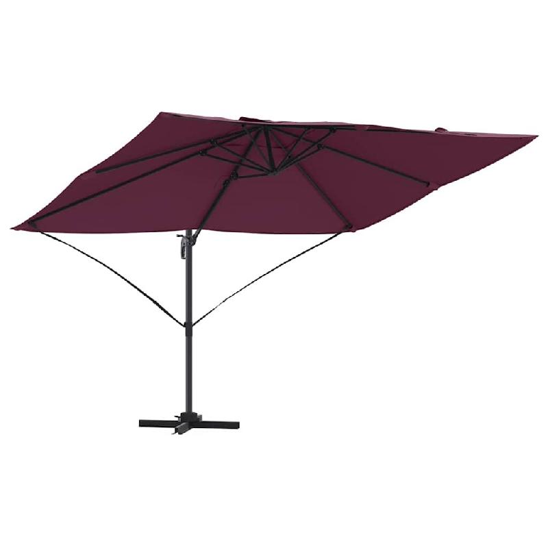 Helloshop26 - Parasol cantilever bordeaux 351 x 250 x 260 cm ombre pivotable design contemporain en polyester bordeaux 02_0058721 - aluminium 30002407_0