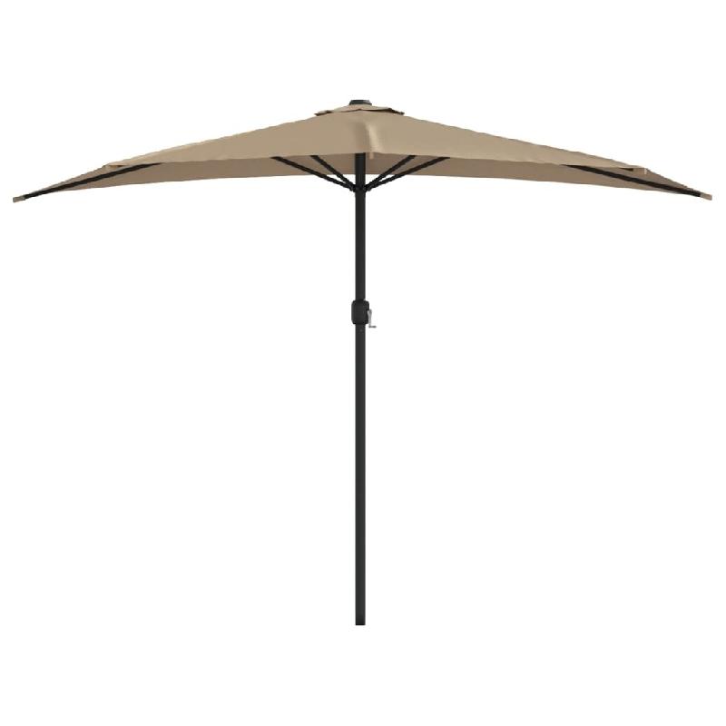 Helloshop26 - Parasol de balcon avec mât en aluminium taupe 300 x 150 cm demi 02_0008307 - aluminium 3000444082720_0