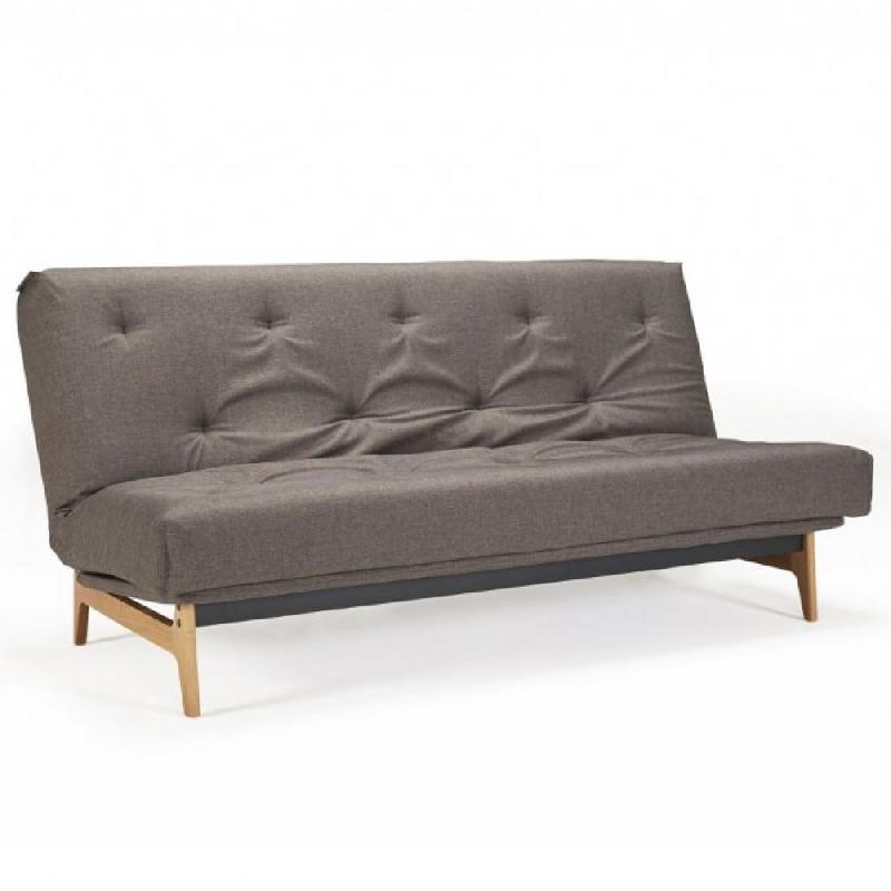 Canapé convertible design Aslak - Innovation Living - Lit capitonné 140x200 cm - Tissu Flashtex Dark Grey_0