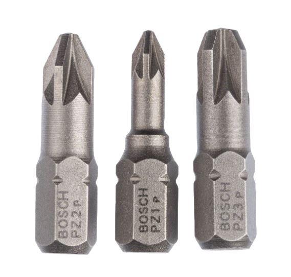 JEU DE 3 EMBOUTS DE VISSAGE PZ1-PZ2-PZ3 25MM - BOSCH - 2607001753