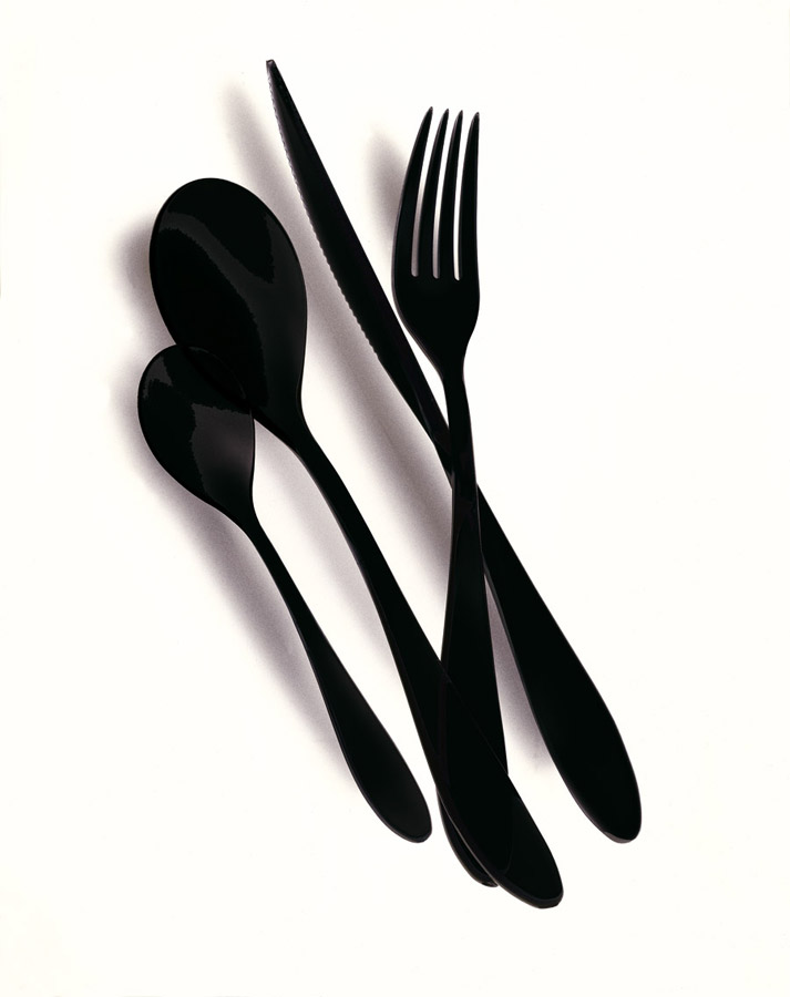 LOT DE 4 COUVERTS NOIRS EN POLYCARBONATE - POLYCARBONATE - MEPRA