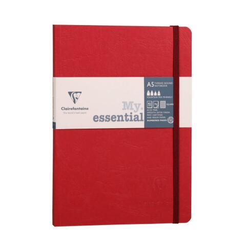 LOT DE 5 - MY.ESSENTIAL AGE BAG CARNET BROCHURE COUSU DOS CARRÉ À PAGES NUMÉROTÉES A5 192 PAGES LIGNÉ PAPIER IVOIRE 90G - ROUGE