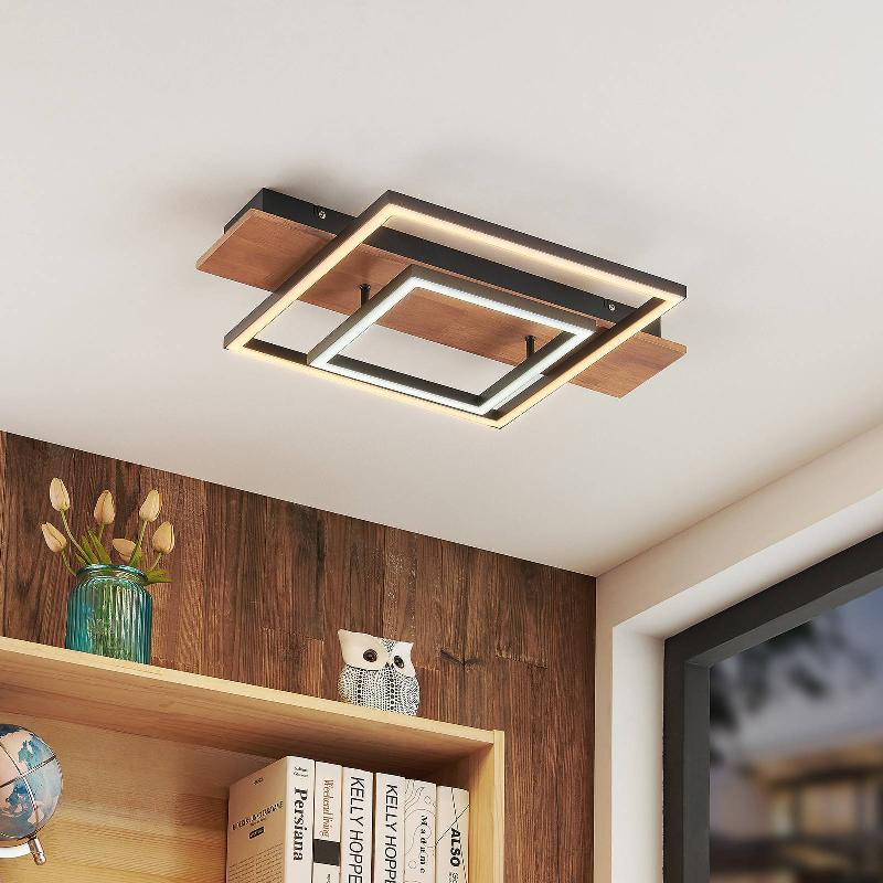 LUCANDE CHARISKA PLAFONNIER LED BOIS NOIR 60CM