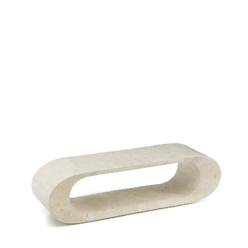 Meuble Tv Stones Fs-004-Wa 130X35X35Cm, Base En Pierre Fossilisée D'Agate Blanche, Style Minimaliste Moderne, Design Peu Encombrant - beige 803395923_0