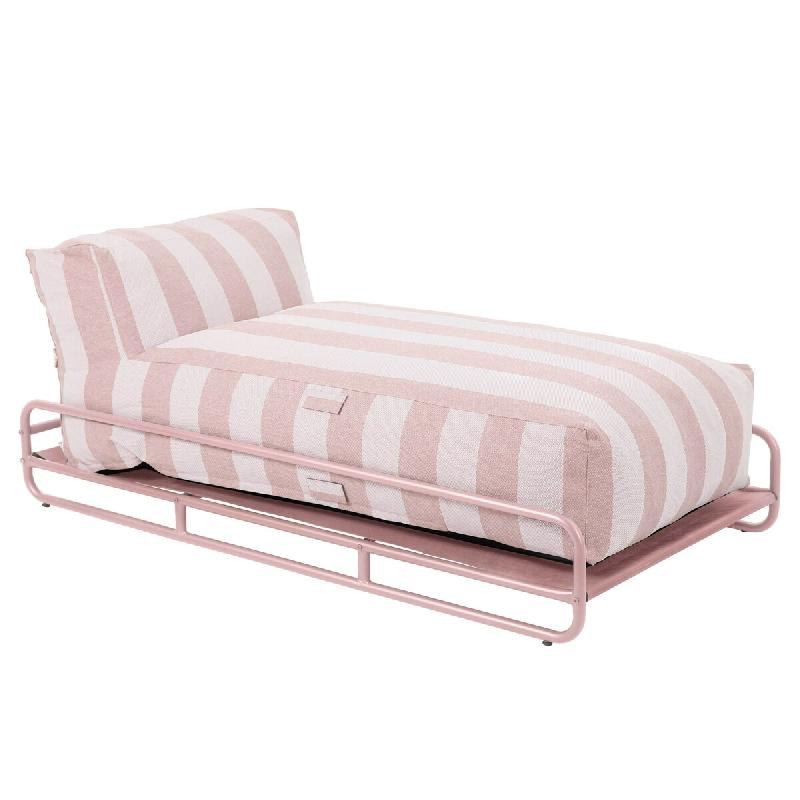 Oviala Business Méridienne rayée salon de jardin modulable avec structure rose poudré, L 171 x l 94 x h 77 cm Oviala - rose polyester 115359_0