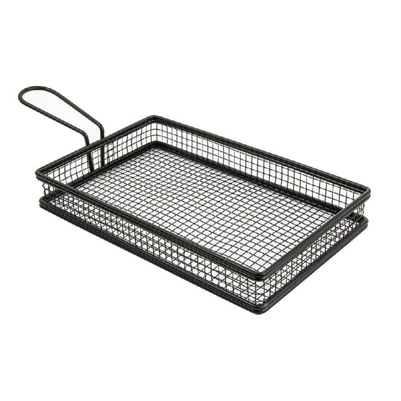 Panier à frites rectangulaire en inox noir 24x15x3,5cm - par 6_0