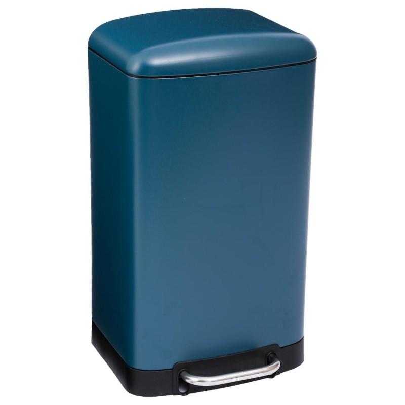 Poubelle en métal cuisine 30L bleu - Paris Prix - à pédale avec seau amovible_0