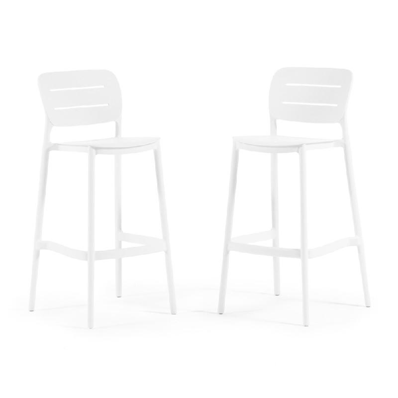 RATTATAN Lot de 2 tabourets hauts extérieurs empilables en polypropylène avec patins antidérapants h76,5 cm, bar, jardin, terrasse, restaurant - Do_0