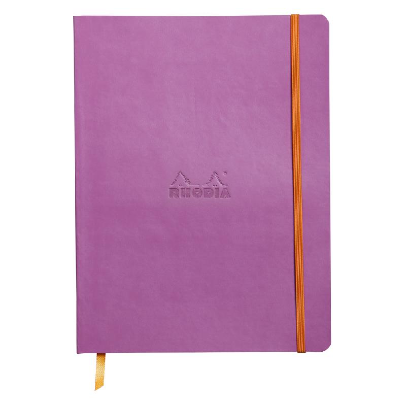 RHODIARAMA CARNET SOUPLE 19X25 CM 160 PAGES LIGNÉ PAPIER IVOIRE 90G FERMETURE ÉLASTIQUE - LILAS