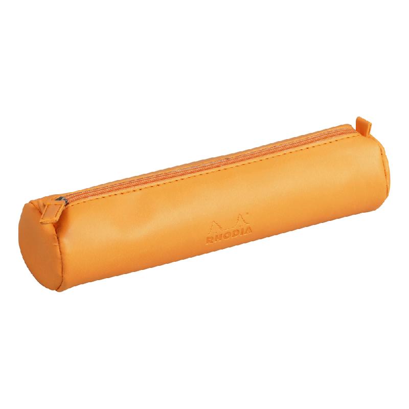RHODIARAMA TROUSSE RONDE SIMILI CUIR ITALIEN 5X21,5 CM - ORANGE - LOT DE 3