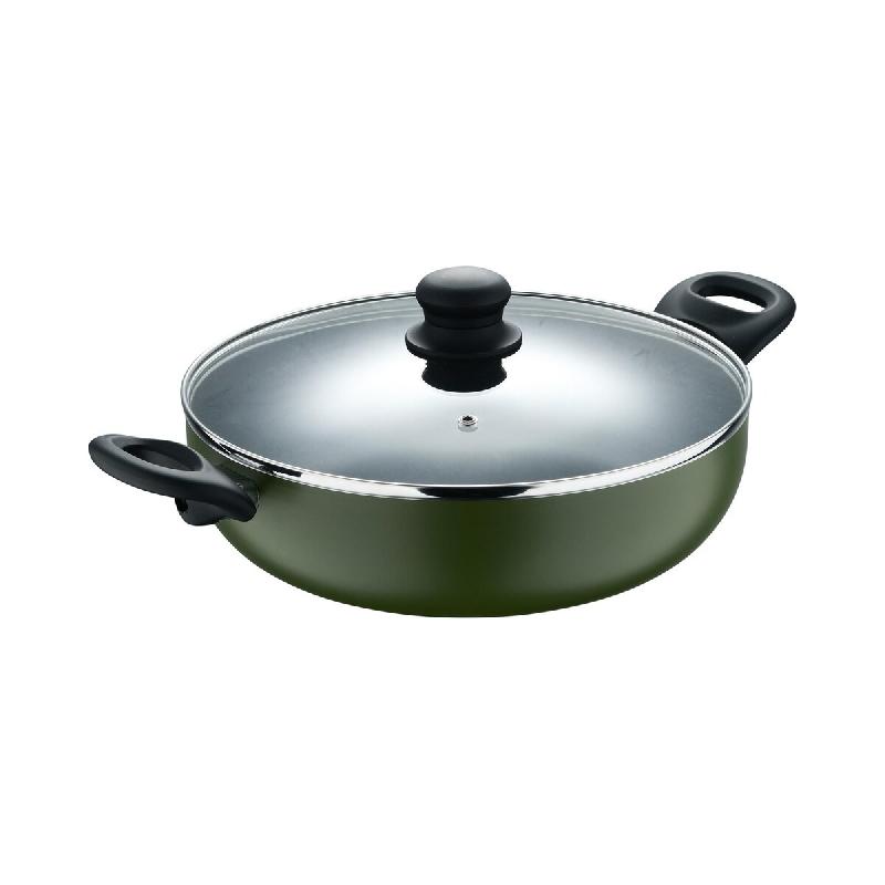 San Ignacio - Casserole basse avec couvercle Ø28x8 cm en aluminium pressé, antiadhésif - Expert - vert aluminium Q5422_0