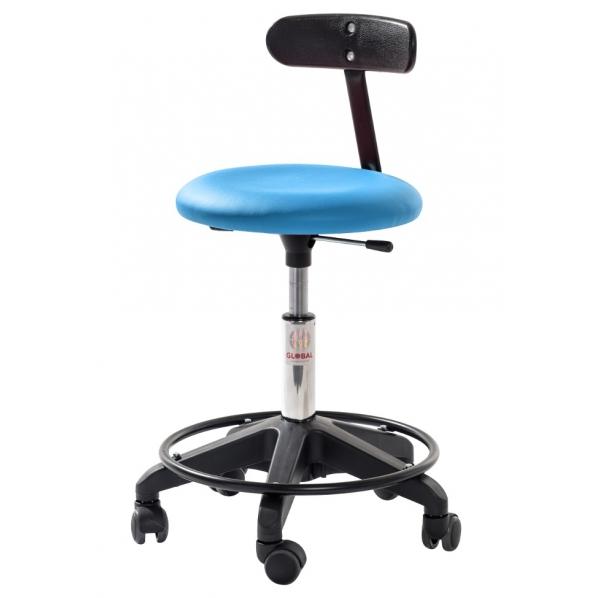 Siège ergonomique petite enfance - base plastique - assise simili cuir bleu foncé - 5 roues - marque GLOBAL® - garantie 5 ans_0